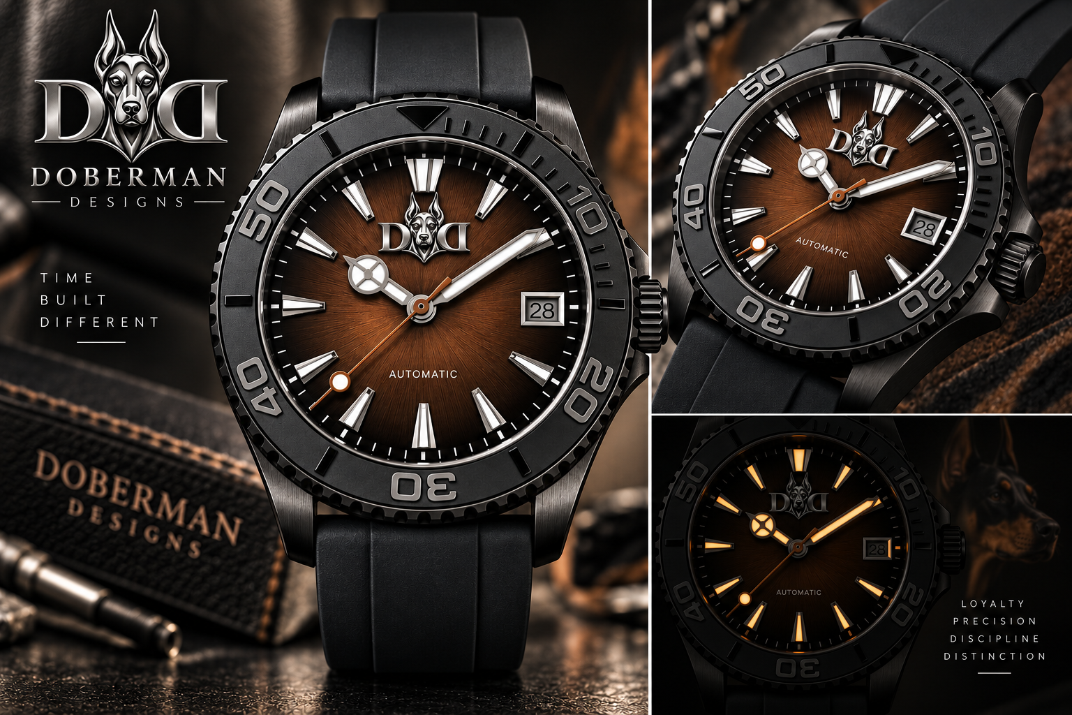Doberman Designs — Brown Mazikeen signature timepiece